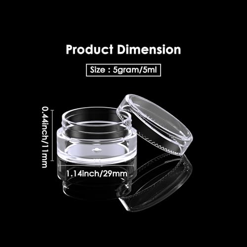 Eternal Moment 50 Pack 5G Sample Containers with Lids Cosmetic Small Jars | Makeup Travel Jars for Cream, Bead, Eye Shadow, Jewelry, Lotions, Powders, Glitters Lip Gloss with Labels,Spatulas (Clear) - color: Clear Lid, size: 0.17 Ounce