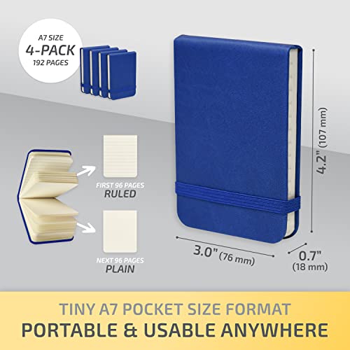 Tiny Notebook 3x4, Tear Off Small Notepad Pocket Size 4-Pack (Navy Blue) - color: Navy Blue