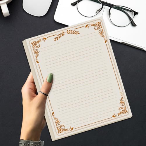 (2-Pack) Vintage Lined Letter Paper - 200 Sheets, Stationary Paper for Writing Letters with Lines & Antique Border Design for Stationery Writing Papers,Invitations & Notes, 100gsm, 8.5'' x 11'', Brown - size: 200 Sheets