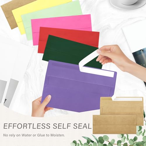 100 Pack #10 Kraft Paper Envelopes Letter Size Self Seal Business Envelopes - color: Kraft, size: 100 Pack