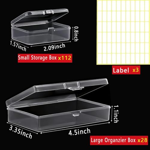 Bead storage container,140pcs Transparent Plastic Storage Containers Different Sizes,Crayon Box, Small Item Management Box And Labels,DIY Jewelry Craft Nails, Bracelets, Jewelry, Diamonds, 4.5x3.3x1.1 - color: 4.5x3.3x1.1