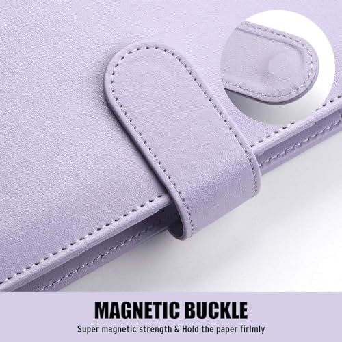 Sooez A5 Notebook Photocard Binder, 6 Ring Planner with Stylish Design, Loose Leaf Personal Organizer Cover with Magnetic Buckle, PU Leather Binder with Soft Colors - color: Shiny Pink, size: A5