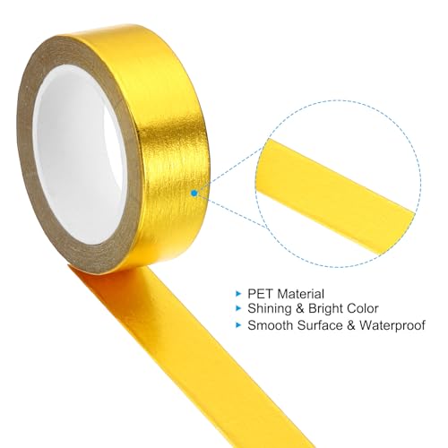 PATIKIL 15mm x 10m Metallic Washi Tape, 3 Roll Masking Foil Sticker Self Adhesive for DIY Art Craft Wrapping Decoration, Gold Tone - color: Gold Tone