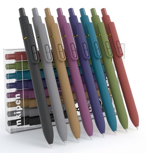 inkipen 8 Pcs Gel Pens, Black Ink with Fidget Clip, Fine Point(0.5mm) - color: vintage color-8PCS