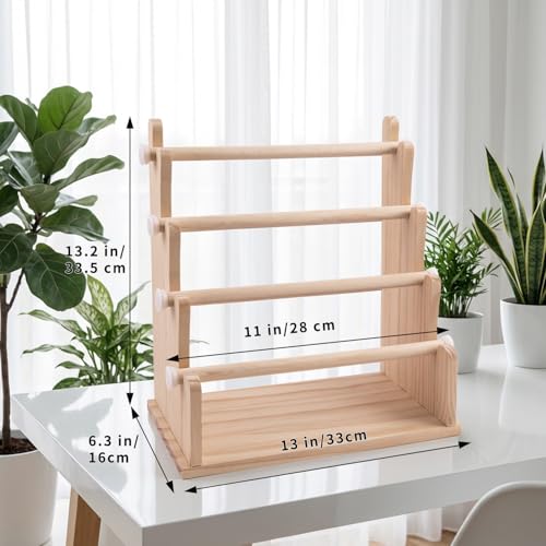 Washi Tape Organizer, 4-Tier Wooden Ribbon Holder Storage for Art Supplies