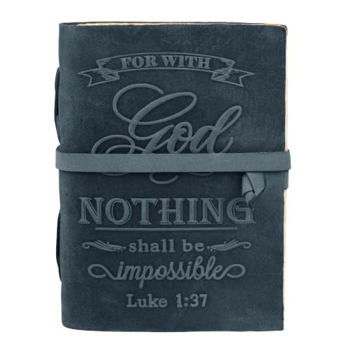 LEATHER VILLAGE Catholic Journal Nothing Impossible Verse, Navy Blue 13x8. - color: Blue, size: 13 inches X 8 inches