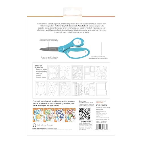Fiskars Kids Activity Book with 6" Big Kids Scissors, For Ages 8+ - style: Ages 8+