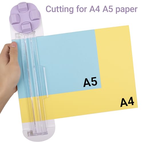 4-in-1 Rotary Paper Trimmer, 9 Inch, 360-Degree Head, Purple - color: Purple