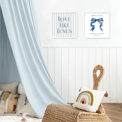 LARTSFRO Coquette Navy Blue Bow Jesus Wall Art Decor Posters, Blue Bow Christian Room Bedroom Bathroom Wall Art Decor Aesthetic for Teen Girls College Gifts, Inspirational Bible Verses Bow Wall Decor, 10x10 Inch Set of 4 Bow Pictures(UNFRAMED) - color: na