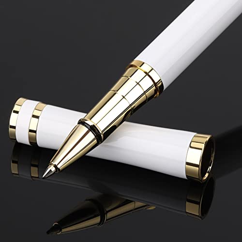Cheericome Luxury Ballpoint Pen - Professional & Executive, Perfect for Silky Smooth Writing, with Gift Box, Nice for Men & Women, 2 Extra 0.5mm Black Refills - White - color: White