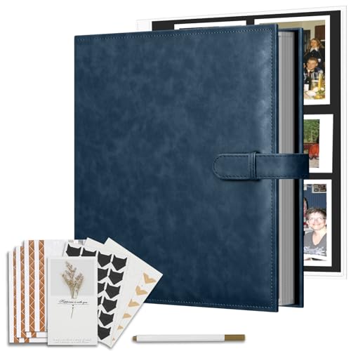 Vienrose 13"x11" Scrapbook Album Gift Set Faux Leather DarkBlue 60 Pages - color: Navy Blue, size: 12.8"X11.2" 30Sheets