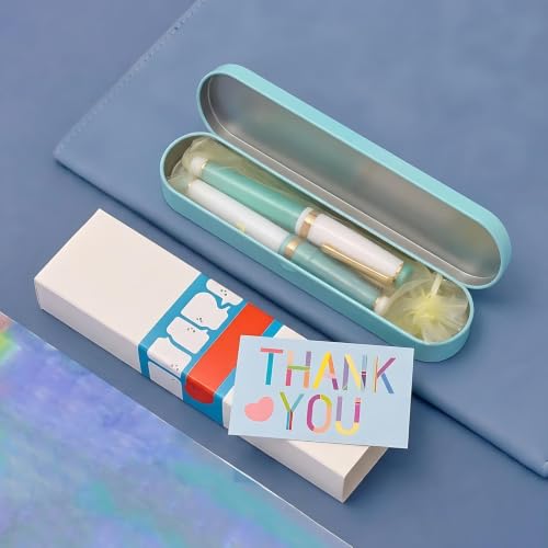 Jinhao 82 Acrylic Fountain Pen 2-Pack, Fine Nib, Lake Blue/Porcelain White - color: Lake Blue and Porcelain White