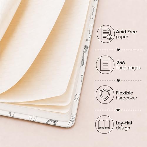 WORLD TRAVELER Eccolo A5 Lined Journal 256 Ivory Pages Lay Flat 6x8 - color: Outlined Dogs