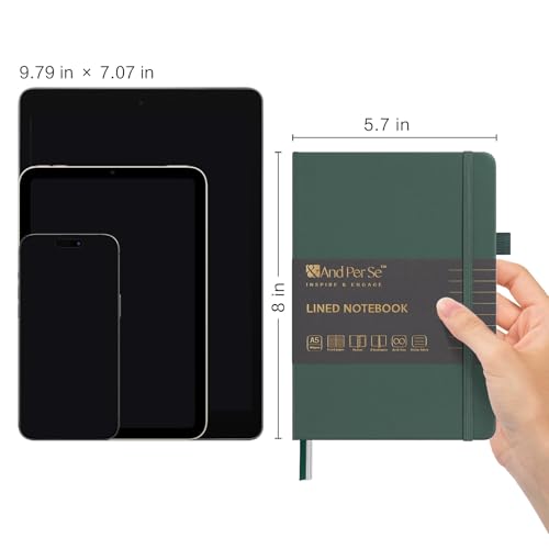 &And Per Se 10-Pack Lined Notebooks, A5 Hardcover, 160 Pages 100gsm Thick Paper, Office Supply Bulk Order, Corporate New Hire Kits, Breakroom Essentials – College Ruled, 10 Units (Green) - color: Green, style: 10 Pack-Lined