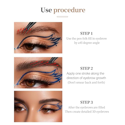 2-In-1 Brow Pen,4-Tip & Gel,Sets Brows,Liner,Beard,Hairline(3# Grey) - color: 3#Grey