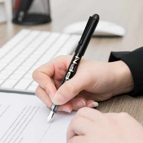 EYEYE Disposable Fountain Pens Fine Nib, 5 Black 5 Blue Fountain Pens for Writing, Stainless Steel Nib, Smooth Writing for Calligraphy, Journaling, Drafting, Office & School Supplies - color: Black+Blue