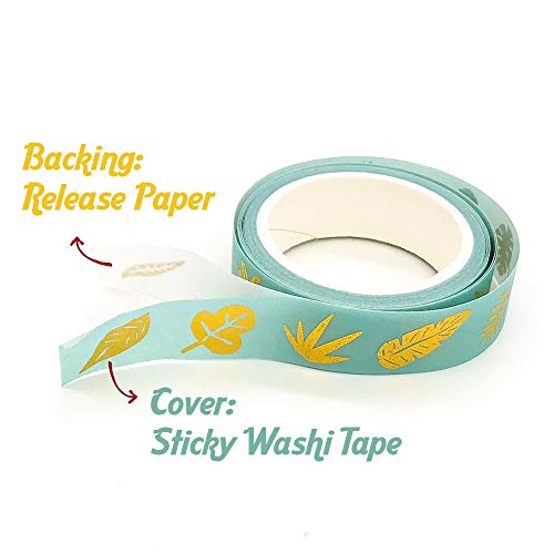 YUBBAEX Gold Washi Tape IG Style Foil Masking Tape Set Decorative for Arts, DIY Crafts, Journal Supplies, Planners, Scrapbook, Card/Gift Wrapping -4 Rolls x 15mm- (Geometric Bronzing) - color: Geometric Bronzing