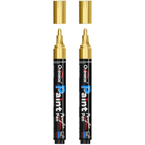 Overseas 2 Pack Gold Acrylic Paint Pens Permanent Markers, Medium Tip - color: Gold