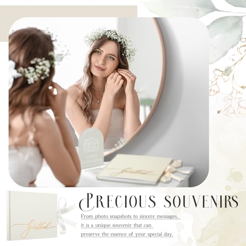 Affrolling Wedding Guest Book Set, Memory Photo Guest Book,Ivory - color: Ivory