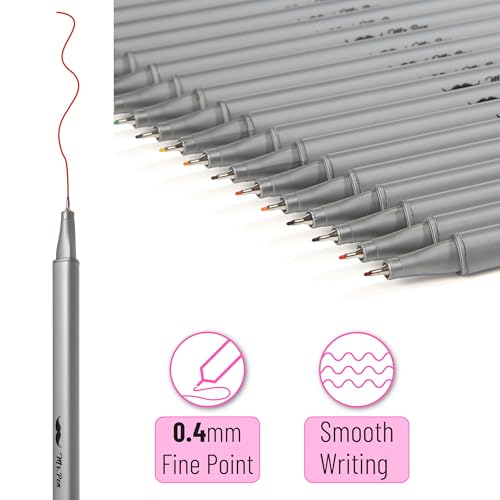 Mr. Pen- Colored Fineliner Pens, 20 Pack, 0.4mm Fine Point - color: Assorted Colors, size: 20 Pack