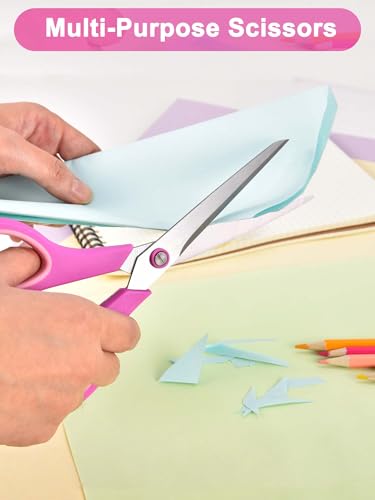 Craft Scissors Set of 4, Scissors All Purpose, Sharp Blades, Ergonomic Semi-Soft Rubber Grip, Suitable for Office, Home, School, Sewing, Fabric, Art Craft Supplies, 9.6", 8.5", 6.4", 5.5" - size: 9.6", 8.5", 6.4", 5.5"(4-Piece Set)