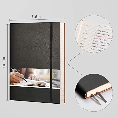 EMSHOI Lined Journal Notebook, 204 Numbered Pages, B5 Size (7.5'' x 10'') - color: Black, style: Ruled