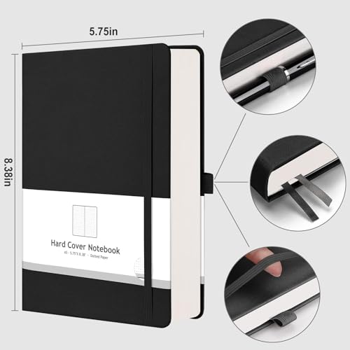 AHGXG Dotted Journal, 320 Pages, A5 (5.75'' × 8.38'') - color: Black, size: A5