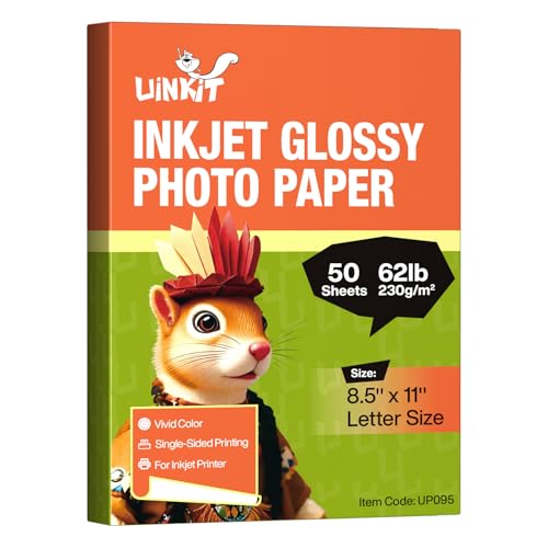 Uinkit Glossy Photo Paper 11.1mil 230g For Inkjet Printer Only (8.5X11X50) - size: 8.5X11X50