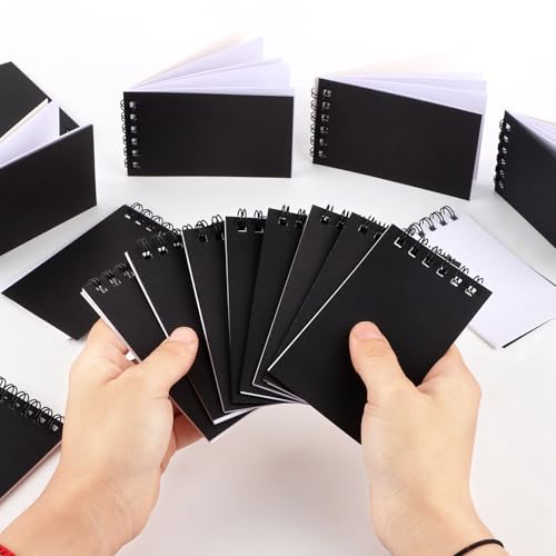 Hooqict 24 Pack Small Pocket Notebook Black Mini Notebooks Party Favors Bulk Spiral Notepads with Lined Pages, Memo Pads Pocket Size for Work, Office, Travel, Classroom, 3.9 x 2.4 Inches - style: Black