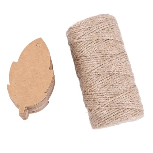 MAFELOE Kraft Paper Craft Leaf-Shape Tags, 100 Pieces
