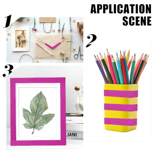GORGECRAFT 10M*15mm*3 Rolls Washi Glitter Tape Deep Pink Decorative Adhesive Tape Foil Paper Masking Tapes Craft Stick on Sticky Trim for DIY Scrapbook Gifts Wrapping Car Furniture Walls - color: Deep Pink