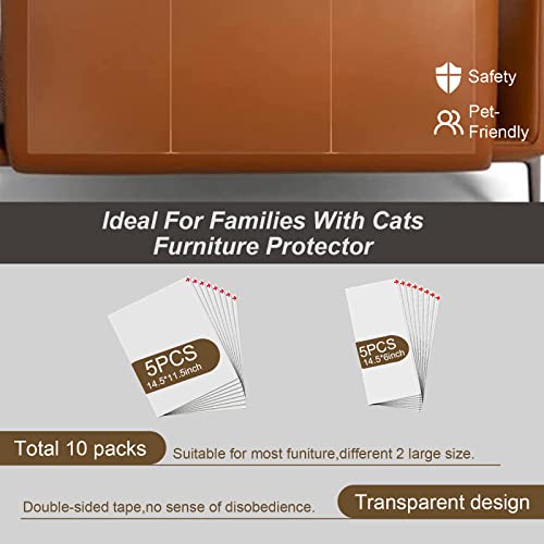 Anti Cat Scratch Furniture Protector, 10 Pack, Cat Scratch Deterrent Tape, Couch Protector for Cats, Furniture Protectors from Cats, Double Sided Sofa Anti Scratching Sticky Tape, cat Training Tape - size: 10PCS