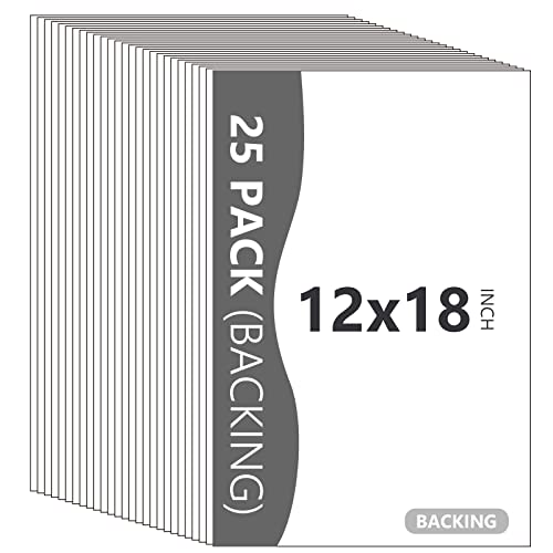 25 Pack Backing Boards, 12x18 Uncut White Mats Matboards - size: 12x18