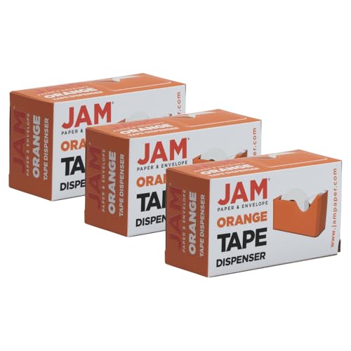 JAM PAPER Colorful Desk Tape Dispensers - Orange - 3/Pack - color: Orange, size: Pack of 3