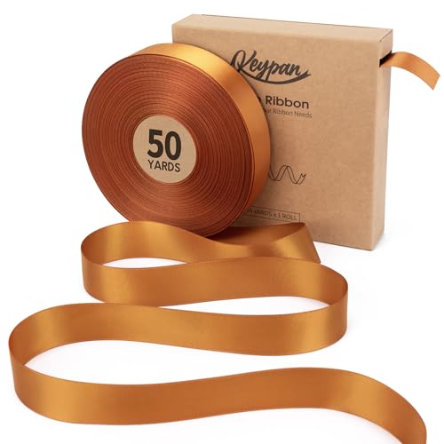 Keypan Copper Satin Ribbon, 1 Inch, 50 Yards - color: Copper, size: 1"