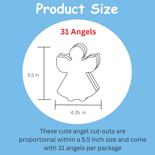 SHAPES ETC. 5.5" x 4.25" Angel Creative Cut-Outs, White, 31-Count - color: White Angel