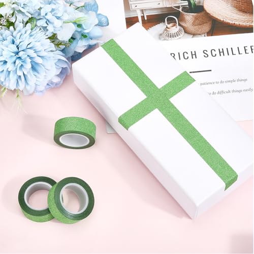 GORGECRAFT 10M*15mm*3 Rolls Glitter Adhesive Tape Foil Masking Tapes Lime Green Washi Paper Stick for DIY Scrapbook Decorative Adhesive Sticker Craft and Gifts Wrapping Car Furniture Walls - color: Lime Green