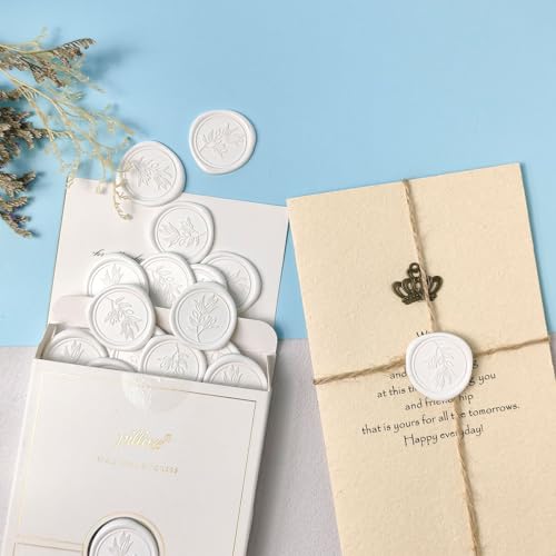 Pollize 50Pcs Wax Seal Stickers, Wedding Invitation Envelope Stickers - color: White