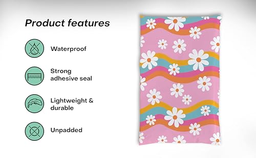 Package Mint Poly Mailers 6x9, Groovy Daisy Design Shipping Bags, 100 Pack - color: Groovy Daisy, size: 6x9 Inches (100 Pack)