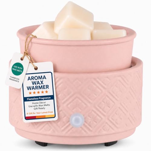 mocosa Ceramic Wax Melt Warmer for Scented Wax Melts 3-in-1 Electric | Fragrance Burner，for Home Office Bedroom，Birthday Gifts for Women，Mother's Day(Pink) - style: Pink checkered