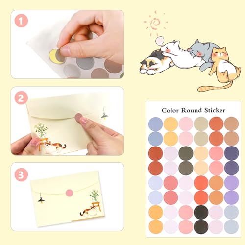 37 Pcs Stationery Paper Envelopes Set - color: Cat