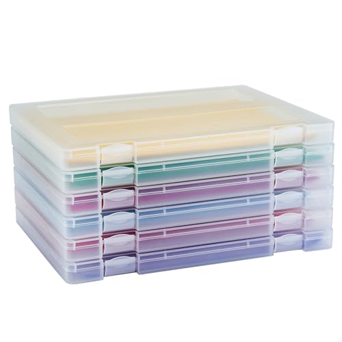 6 Pack A4 Paper Storage Box, 8.5 x 11 Project Case for US letter, Thick Scrapbook Storage Box Craft Storage Box Art Supplies Storage and Organization, Board Game Storage and Organizers - size: 12.6"L x 9.5"W x 1.0"H