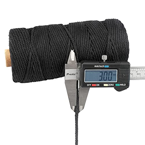 G2PLUS 3MM Cotton String,328 Feet Black Natural Twine for Crafts & Bakers - color: Black, size: 3mm x 100m