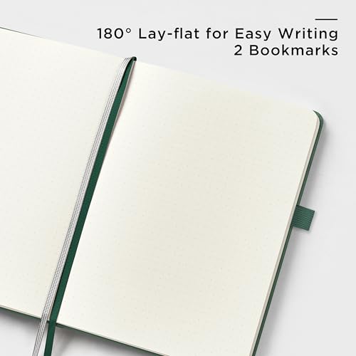 &And Per Se Dotted Notebook with Pen, A5 Hardcover Dotted Journal, 160 Pages 100GSM Thick Paper Dot Grid Journal with Fineliner Pen (Green) - color: Green, size: 160-Dotted