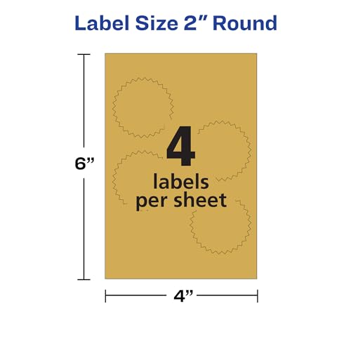 Avery Notary Seal Labels, 2" Diameter, Printable Gold Certificate Seals, Inkjet, 3-Pack, 132 Gold Seals Total (35868) - style: 3 Pack (132 Seals)