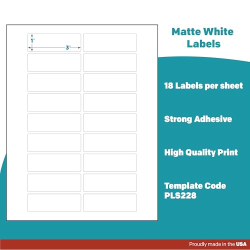 Premium Label Supply White Sticker Address Labels – 3" x 1" – Laser/Inkjet Compatible – (18 per Sheet), 2000 Sheets – 36,000 Total Adhesive Labels - size: 36000 Labels