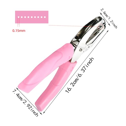Handheld Hole Paper Punch Puncher with Pink Soft Handheld Grip