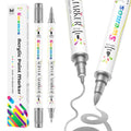 Swemos 2 Silver Acrylic Paint Markers, Dual Tip Acrylic Paint Pens