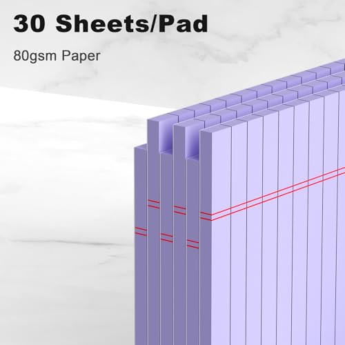 AILZFEI 6pcs Small Legal Pad 5x8 College Ruled Purple Legal Pads Notepads 6 Pack Study Back Writing Pads 5 x 8 Perforated Narrow Ruled Pads of Paper Purple - color: Purple
