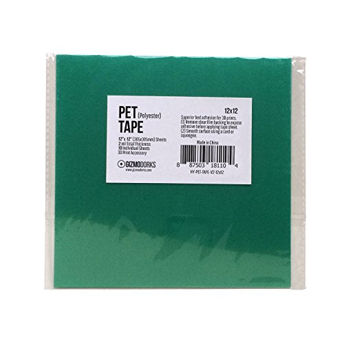 Gizmo Dorks 12 in x 12 in PET Film Tape 3D Printer Sheets 10 Pack